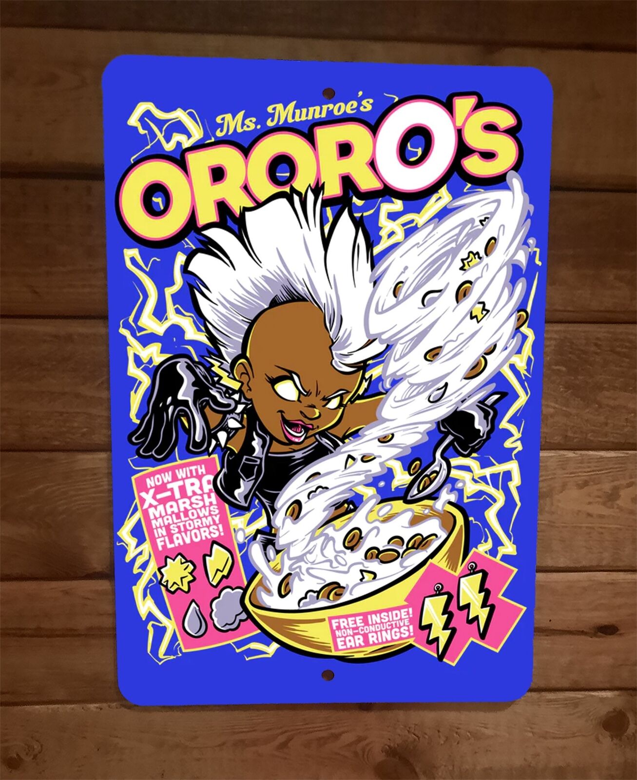 Ms Monroes Ororos Cereal Storm Marvel Comics Parody  8x12 Metal Wall Sign