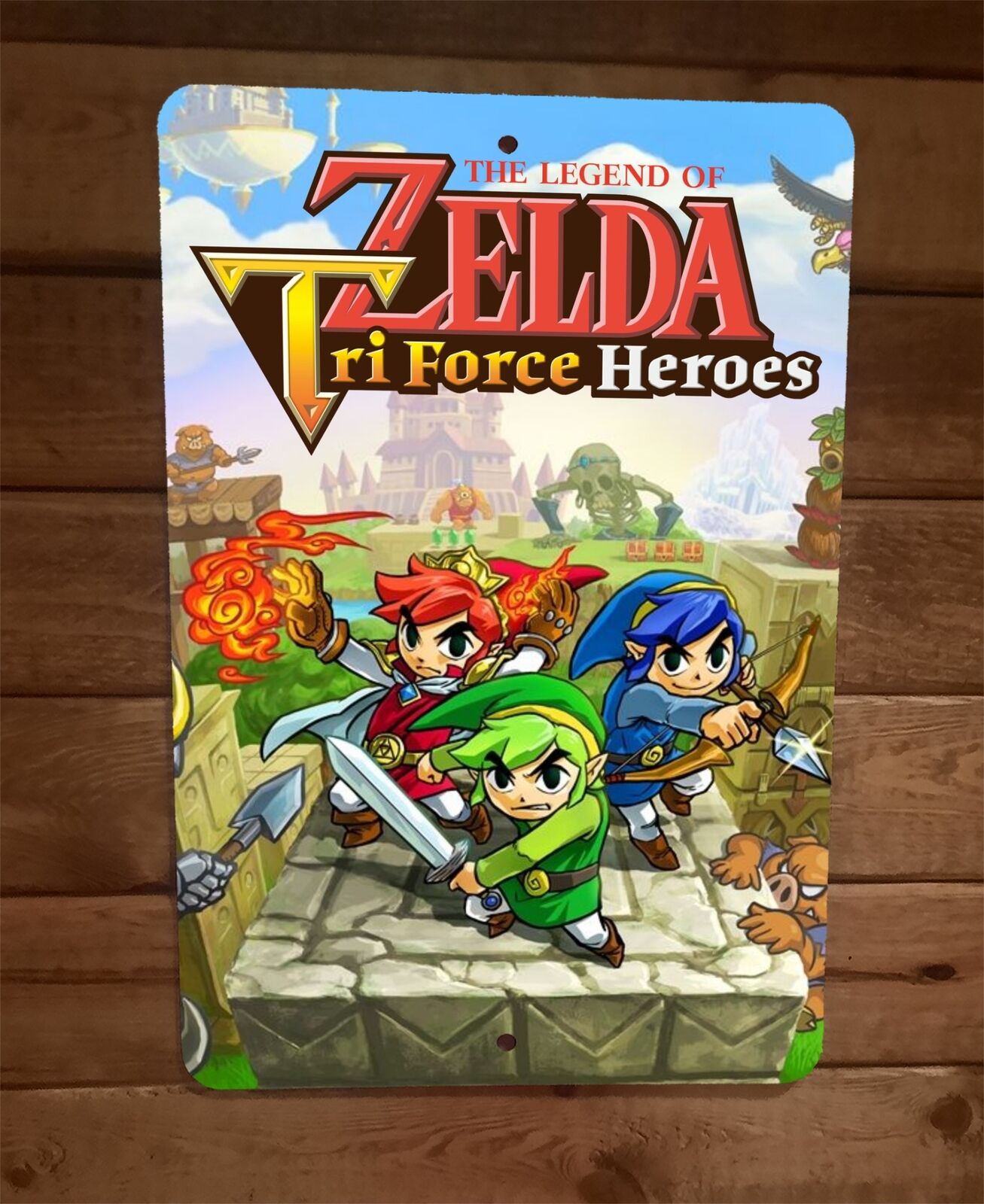 The Legend of Triforce Zelda Heroes 8x12 Inch Premium Metal Wall Sign Video Game Poster