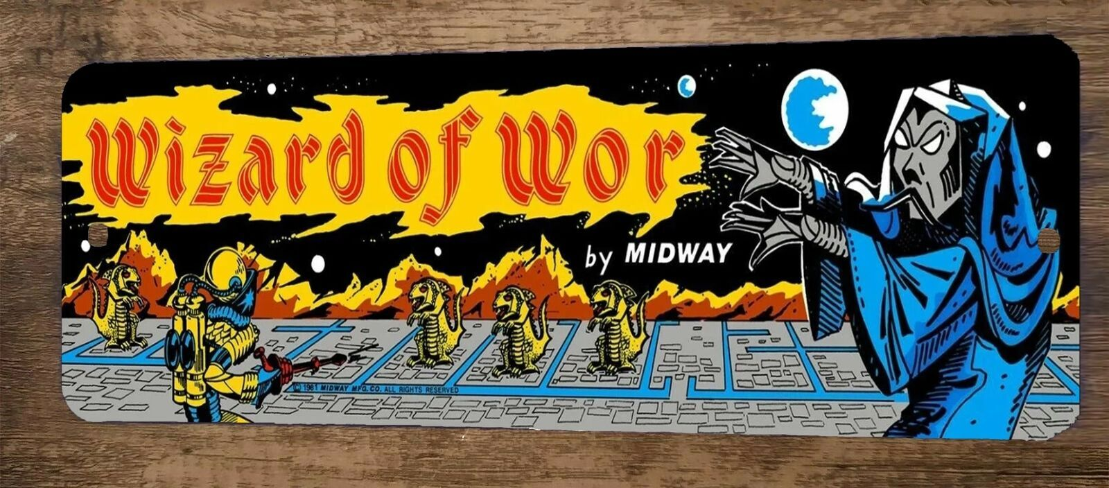 Wizard of Wor Arcade 3x12  Metal Wall Video Game Marquee Banner Sign