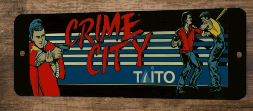 Crime City Arcade Video Game 3x12  Metal Wall Sign Marquee Banner Poster