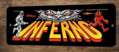 Inferno Arcade 3x12 Metal Wall Video Game Marquee Banner Sign