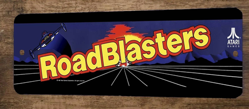 Road Blasters Arcade 3x12 Metal Wall Video Game Sign