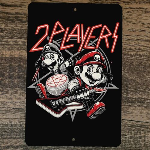 2 Players Mario and Luigi Rock Band 8x12 Metal Wall Video Game Arcade Sign