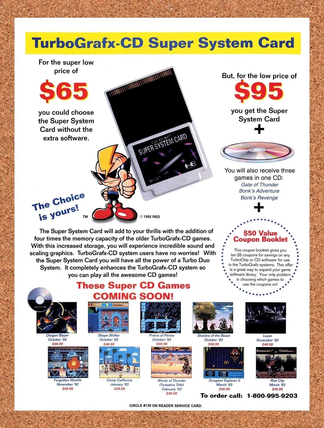 1992 TurboGrafx-CD Super System Console Card Original Ad v1