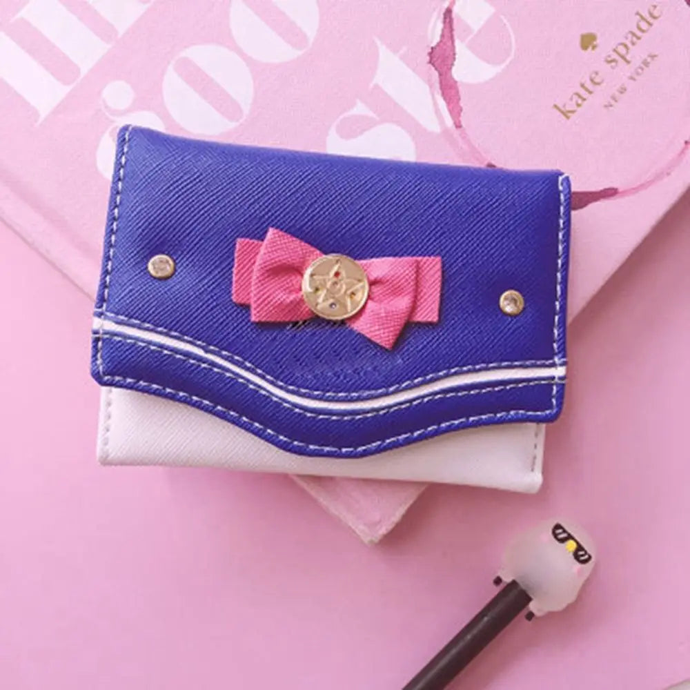 Sailor Moon Wallet Purse Candy Color Bow Knot Women Fashion Clutch Bag PU Leather Card Coin Purse