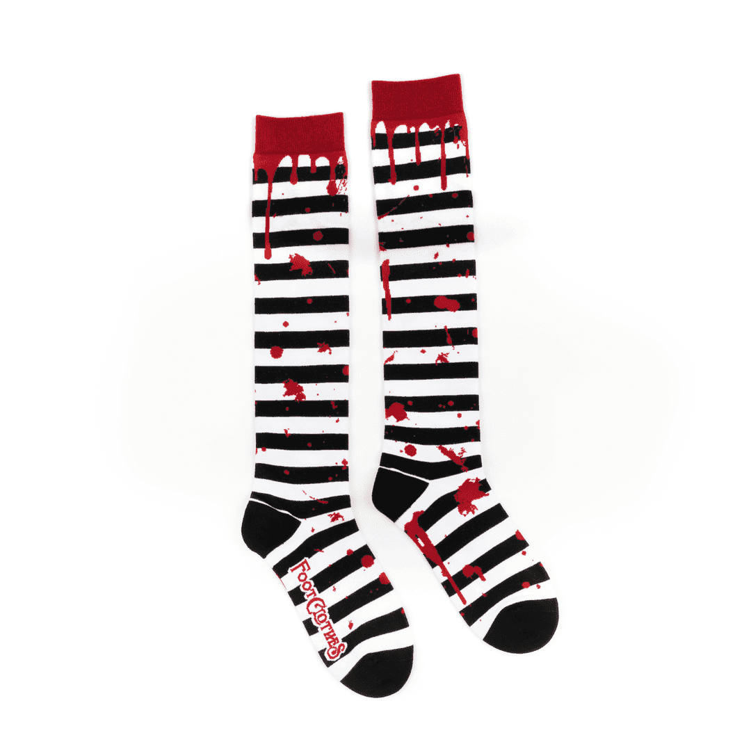 Sanguine Stripes Blood Spatter Knee High Socks - 
