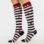 Sanguine Stripes Blood Spatter Knee High Socks - 