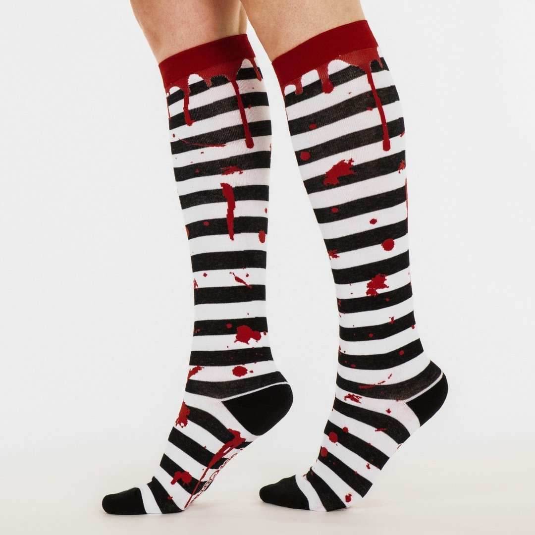 Sanguine Stripes Blood Spatter Knee High Socks - 