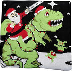 Santa Claus Riding T-Rex on Moon Pixelated