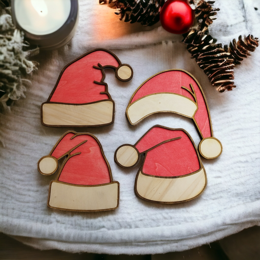 Santa Hat Double Layered Wooden Christmas Decoration