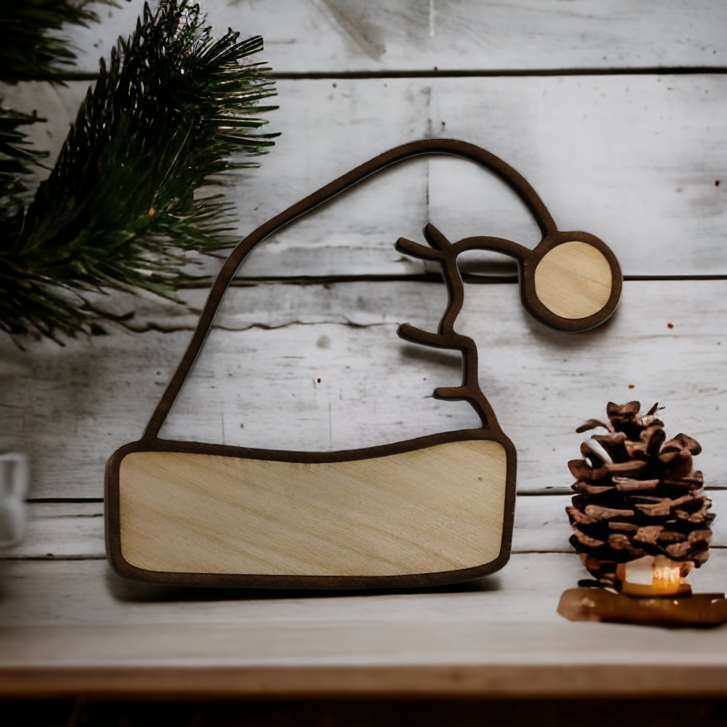 Santa Hat Wooden Christmas Decoration