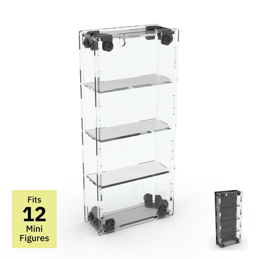 12 Miniature Figure Display Case - Black / UV Blocking