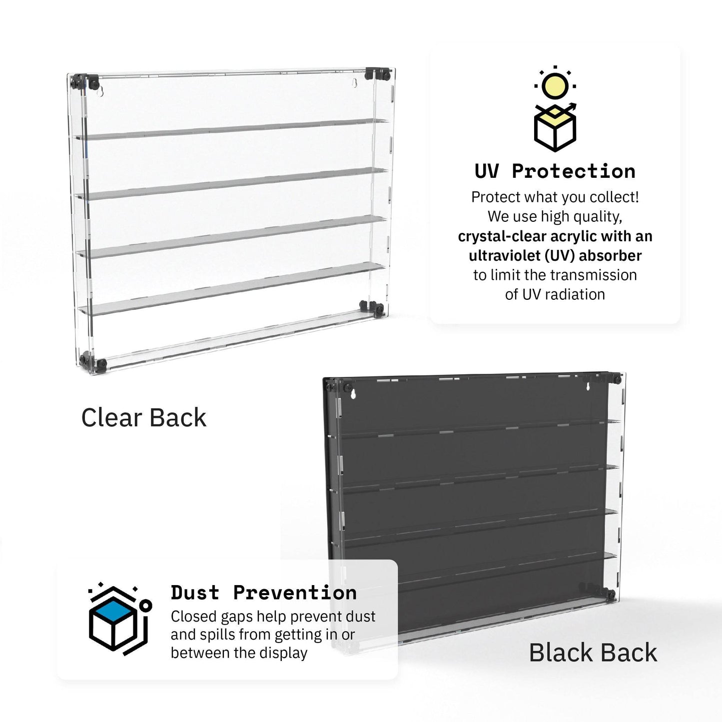 75 Miniature Figure Display Case (Tall Fig Friendly) - Black / UV Blocking