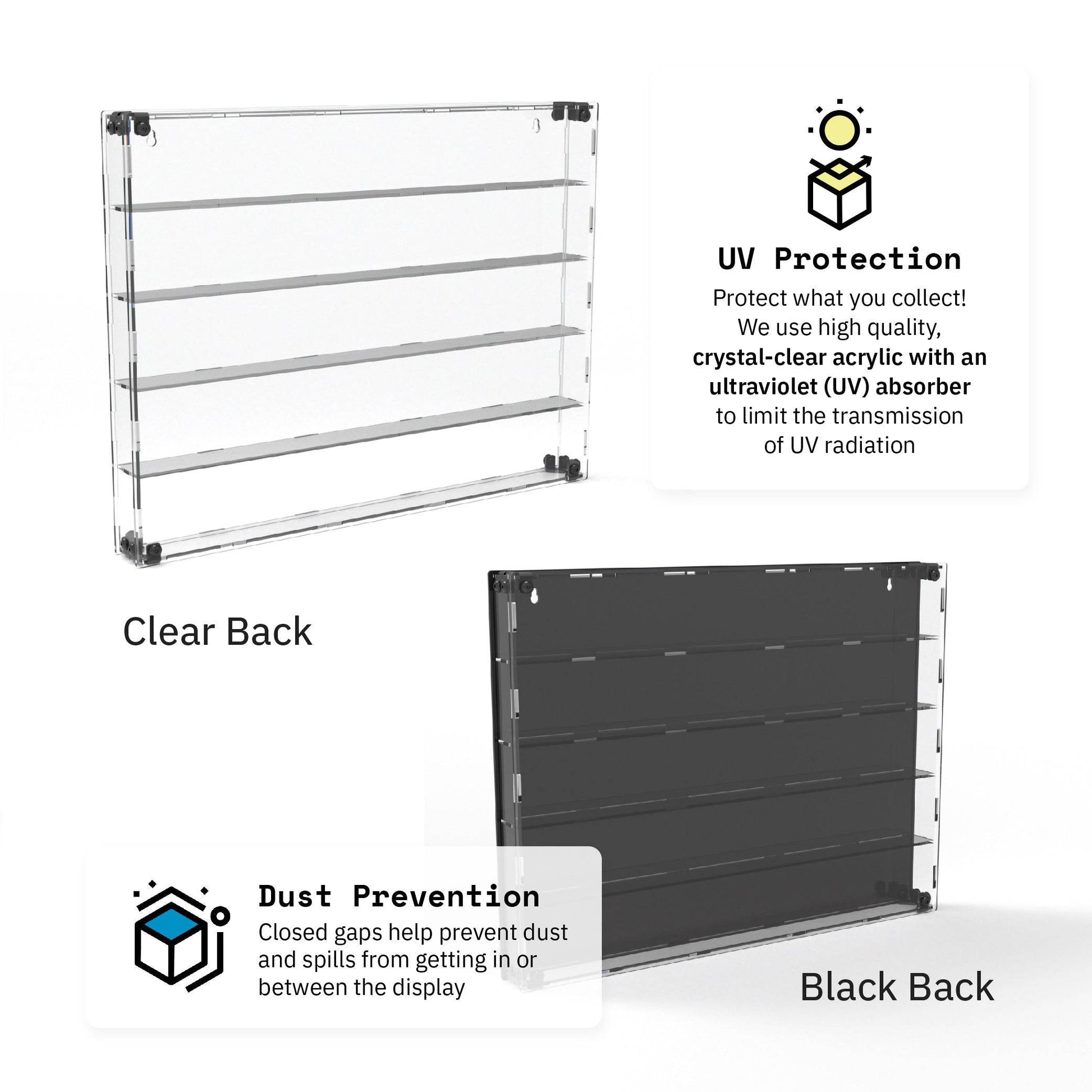 75 Miniature Figure Display Case (Tall Fig Friendly) - Black / UV Blocking