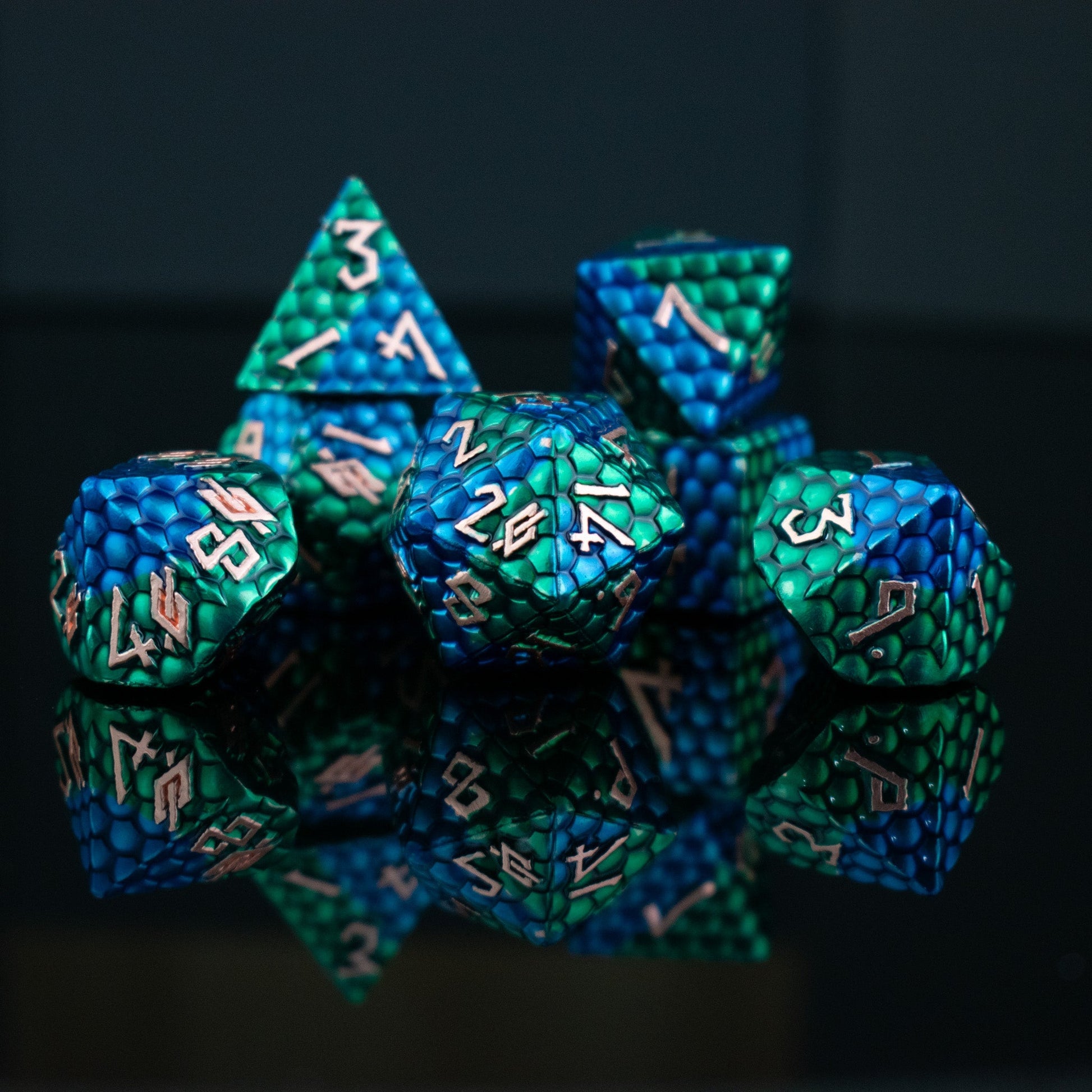 Sea Serpent Dragon's Egg Metal Dice Set