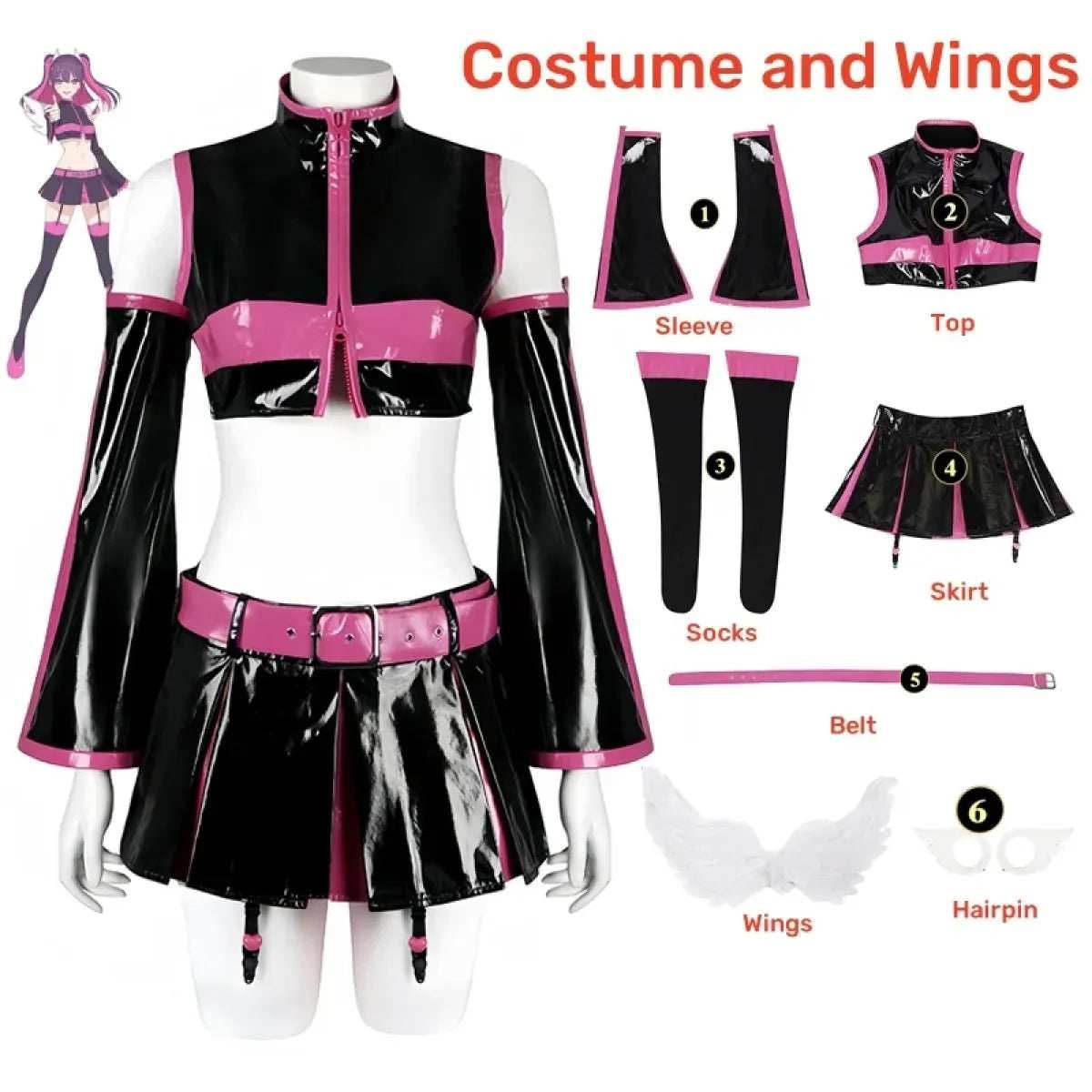 2.5D Seduction Miriella Cosplay Costume with Wings – Full Set - XS / Cos and Wings