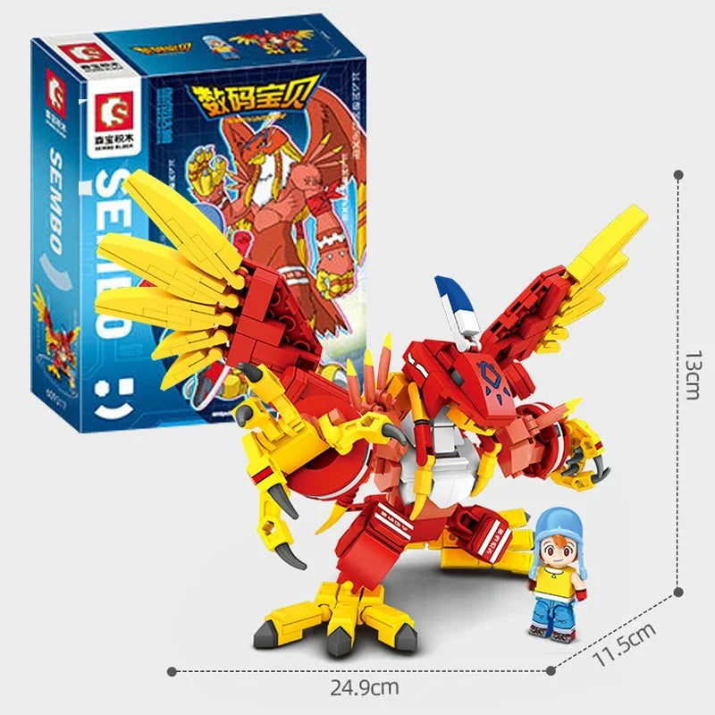 SEMBO BLOCK Building Blocks Digimon Adventure Anime Garuru Mon Zudomon War Greymon Model Splicing Educational Toys Birthday Gift