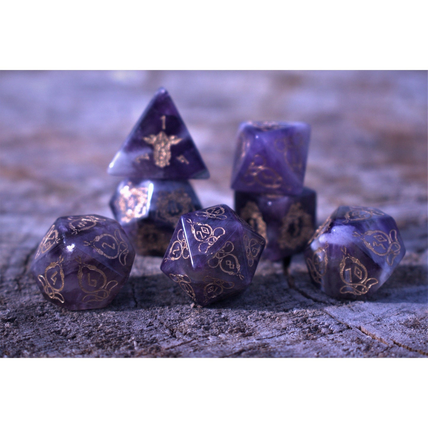 Serpent of Midgard Amethyst Dice Set