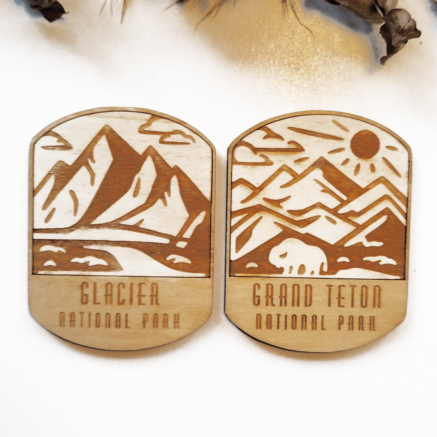 Set of 10 National Parks Wooden Coasters - Handmade Gift - Housewarming - Wood Kitchenware - US National Parks