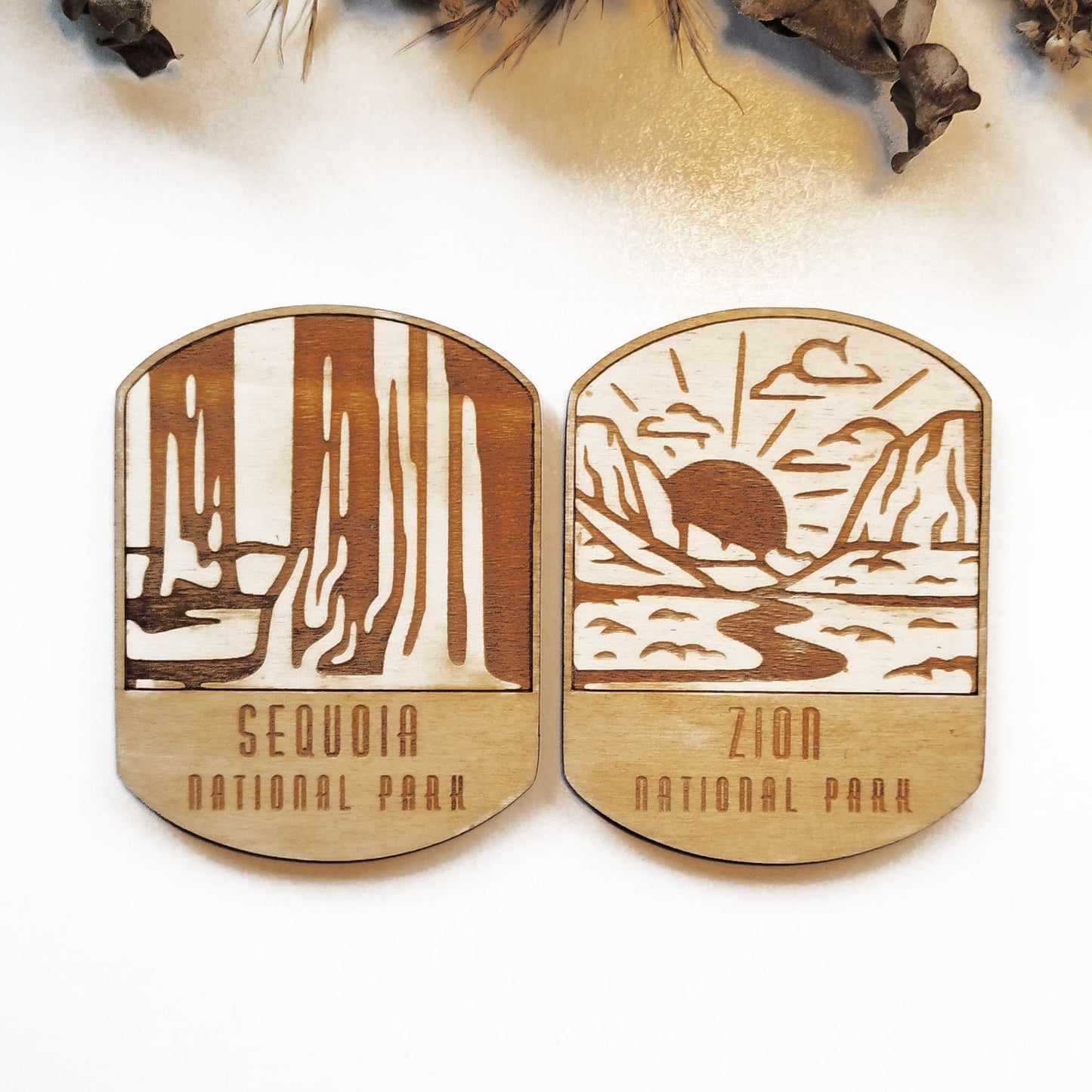 Set of 10 National Parks Wooden Coasters - Handmade Gift - Housewarming - Wood Kitchenware - US National Parks