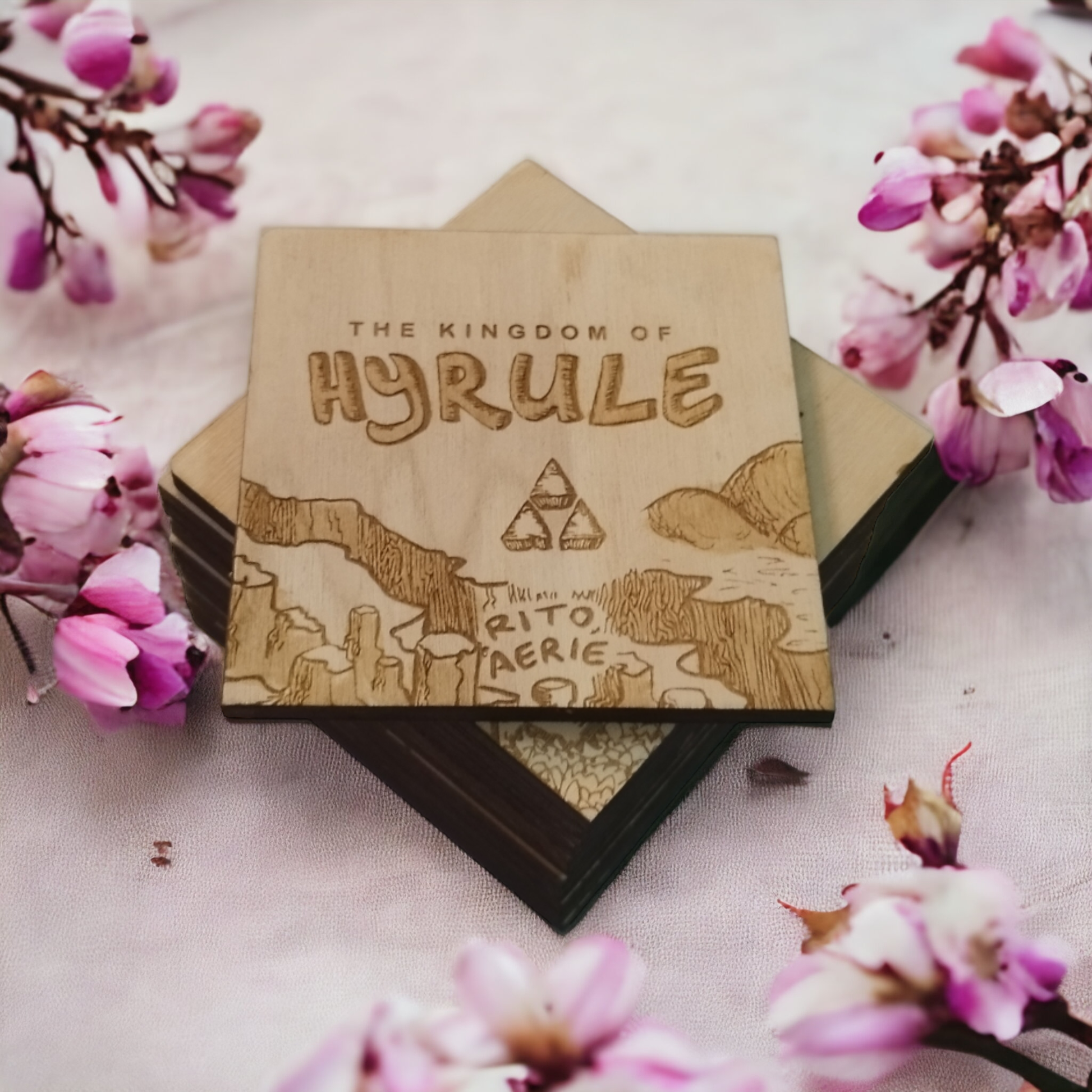 Set of 12 Legend Of Zelda Hyrule Map Wooden Coasters - Legend Of Zelda - Handmade Gift - Housewarming - Wood Kitchenware