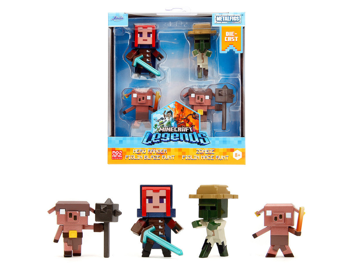 Set of 4 Diecast Figures "Minecraft Legends" Video Game "Metalfigs" Series Diecast Models by Jada