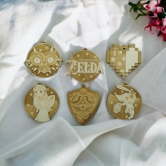 Set of 6 Legend of Zelda Ornaments Wooden Coasters - Handmade Gift - Housewarming - Wood Kitchenware