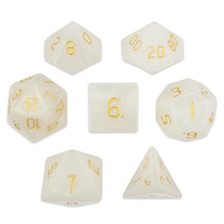 Set of 7 Handmade Stone Polyhedral Dice, White Jade