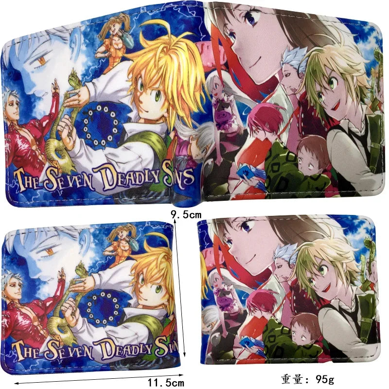 Seven Deadly Sins Nanatsu No Taizai Meliodas PU Leather Bifold Short Wallet Ziper Coin Purse