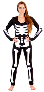 Lady Skeleton Body Suit Spandex Costume - M