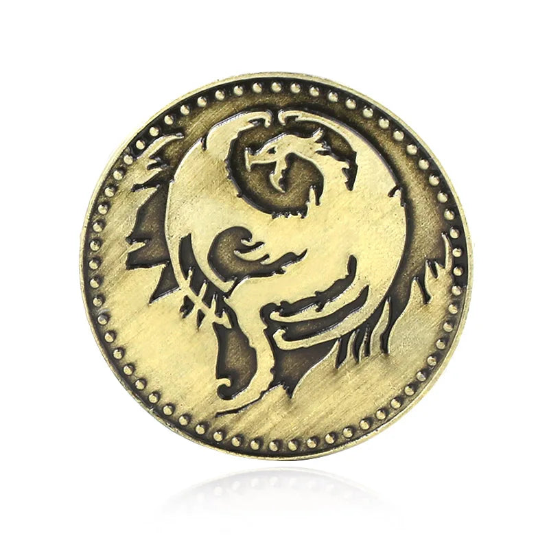 SG The Elder Scrolls Pendants Necklaces Dinosaur Triang Dragon Coin Keychain keyring Pendant Jewelry