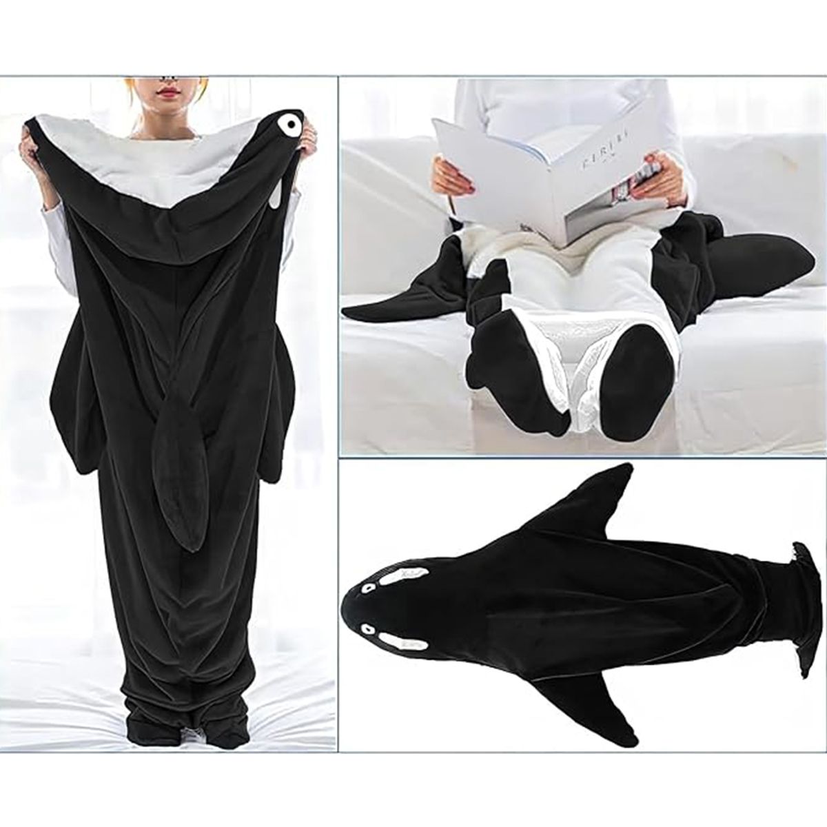 Shark Blanket Shark Sleeping Bag Tail Wearable Fleece Throw Blanket for Adult