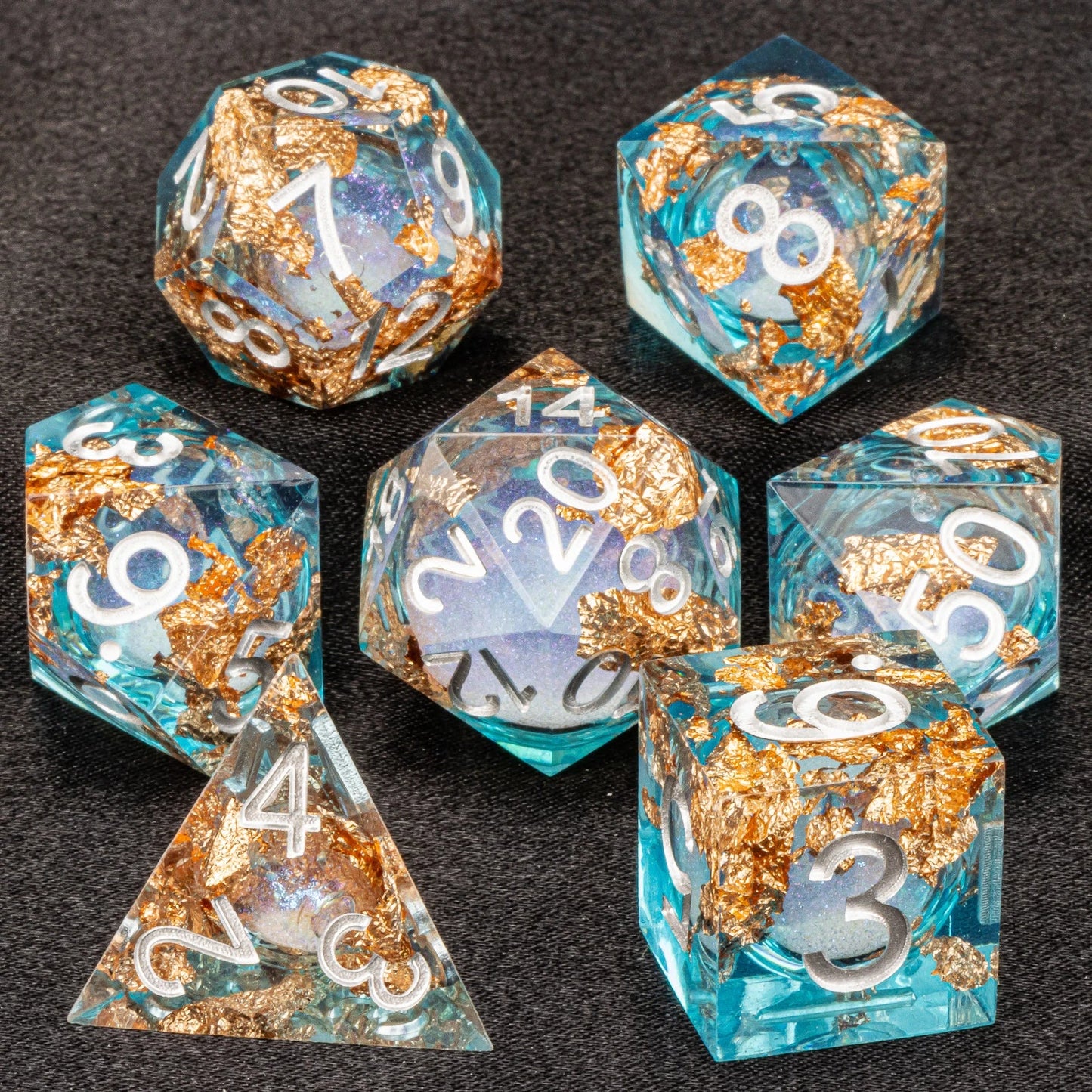 Sharp Edge Dice Dungeons and Dragons liquid core Dice , Resin sharp edge dice set dnd, D20 d&d dice , Galaxy Dice set