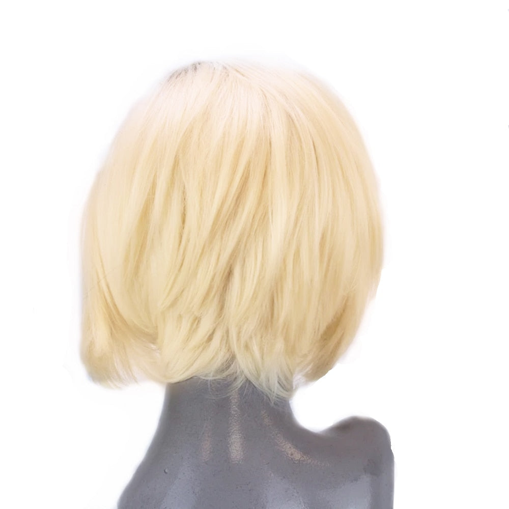 Short Straight Hair Synthetic Blonde Side Part Lace Front Wig  Heat Resistant Cosplay Wigs For black Women