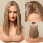 Short Straight Lace Front Synthetic Wigs Blonde Shoulder Length Natural Wigs Daily Cosplay Party Wigs for Women Wigs For Black Women Wigs For Cosplay