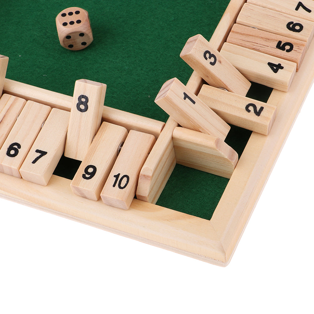 Shut The Box Wooden Dice Game Board for Kids & Adults