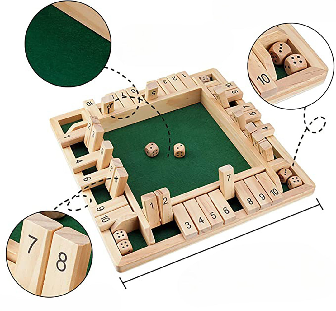 Shut The Box Wooden Dice Game Board for Kids & Adults