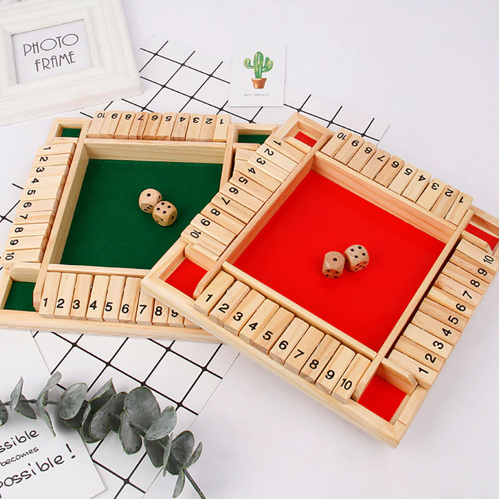 Shut The Box Wooden Dice Game Board for Kids & Adults