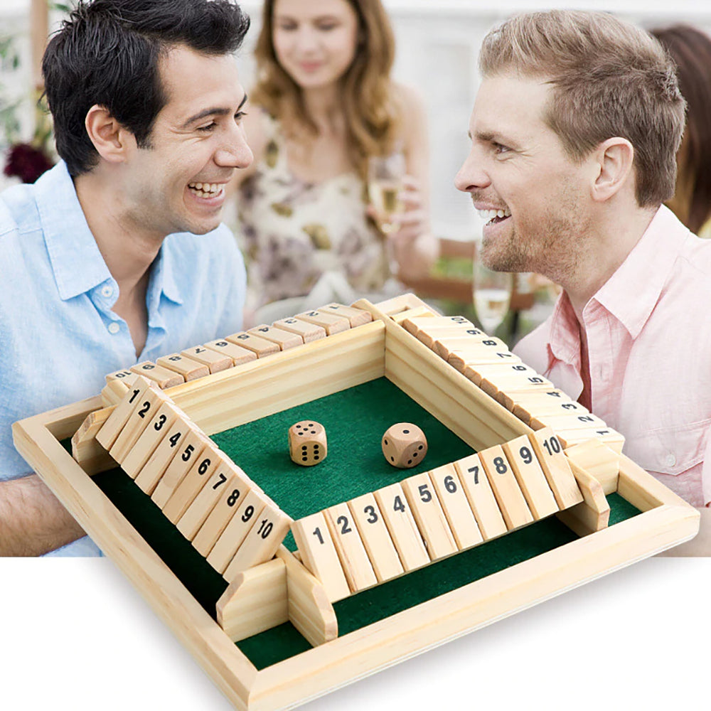 Shut The Box Wooden Dice Game Board for Kids & Adults