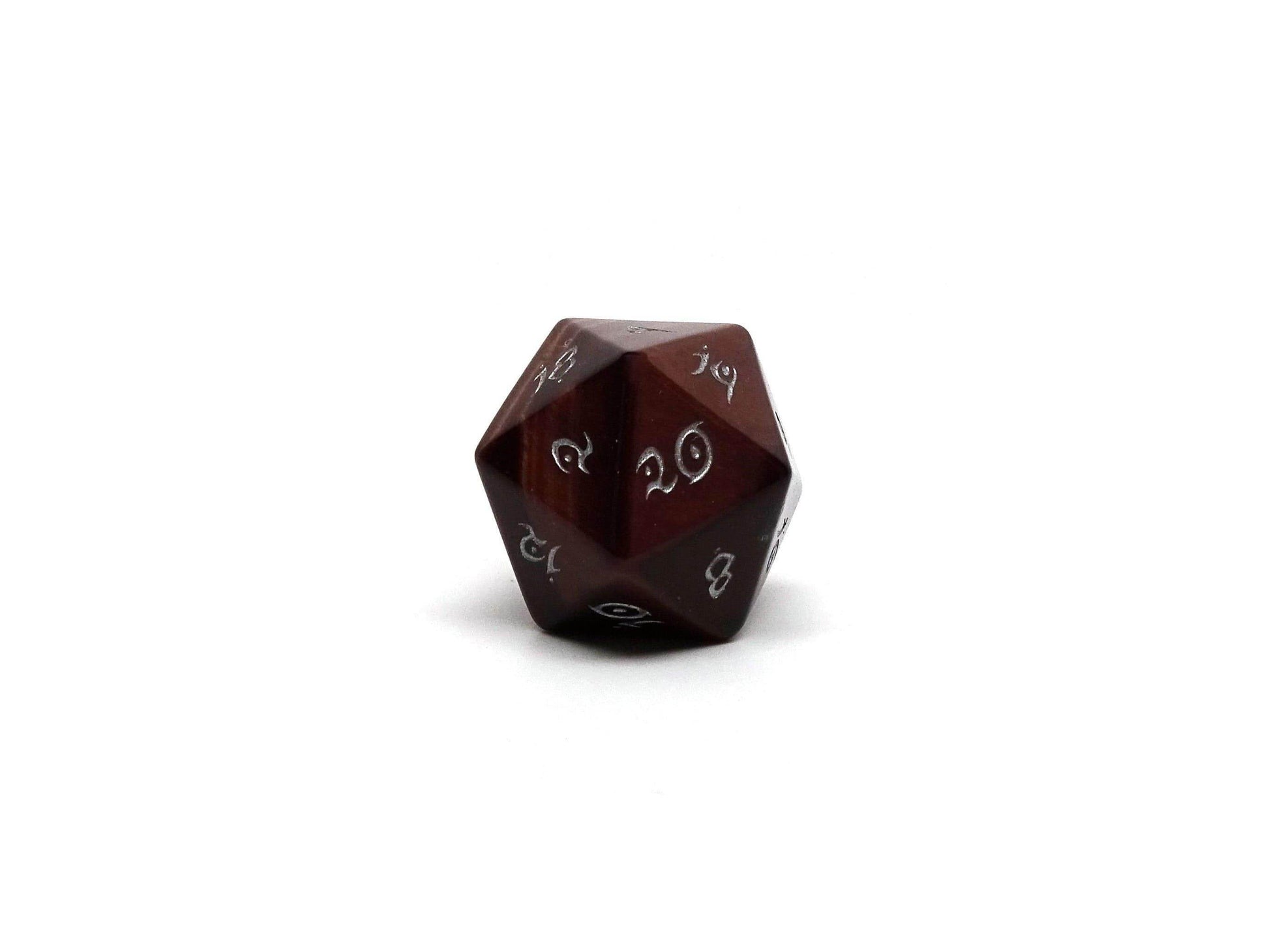 Red Tigers Eye D20 Dice - Elvenkind Font - 