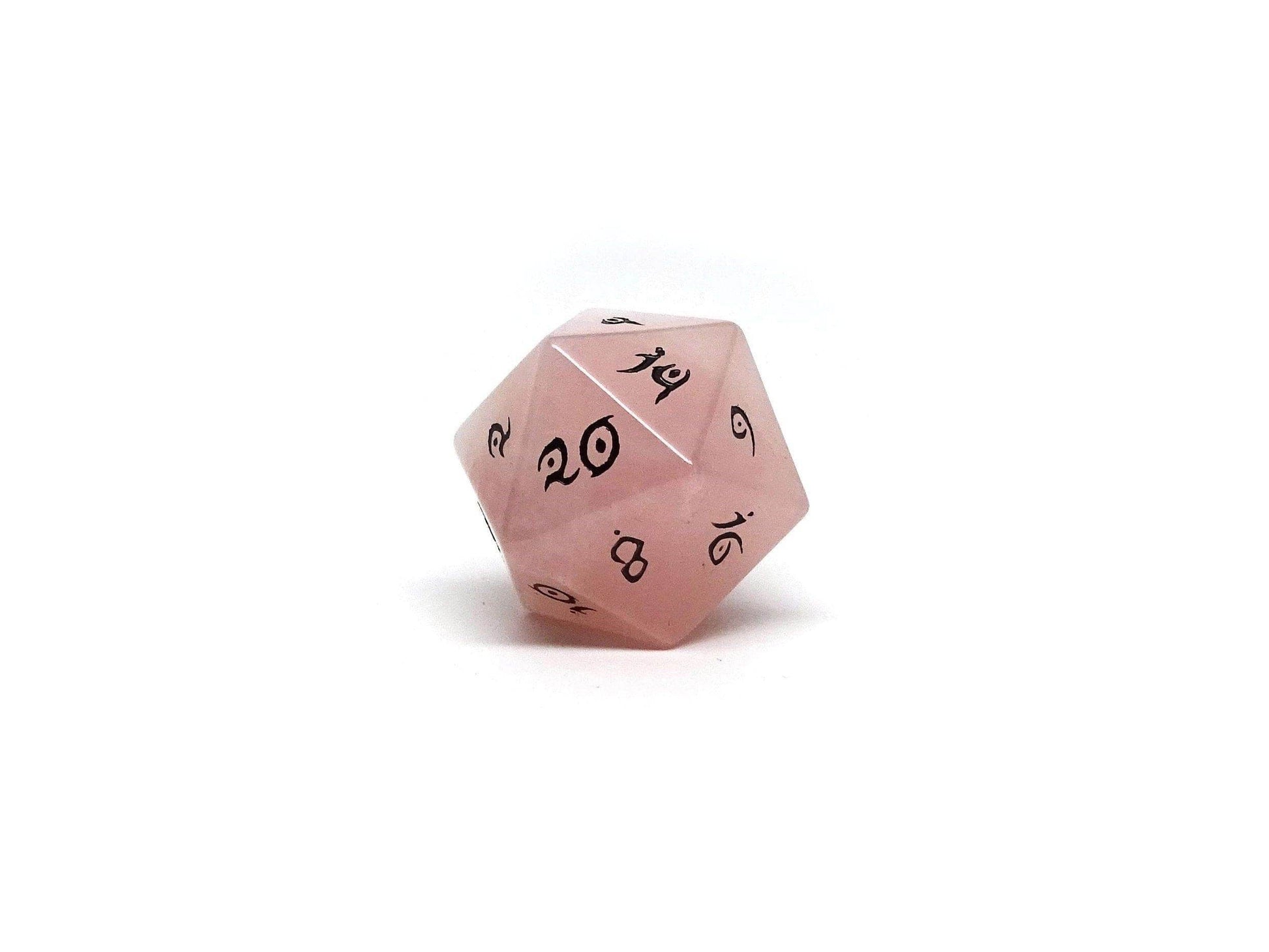 Rose Quartz D20 Dice - Elvenkind Font - 