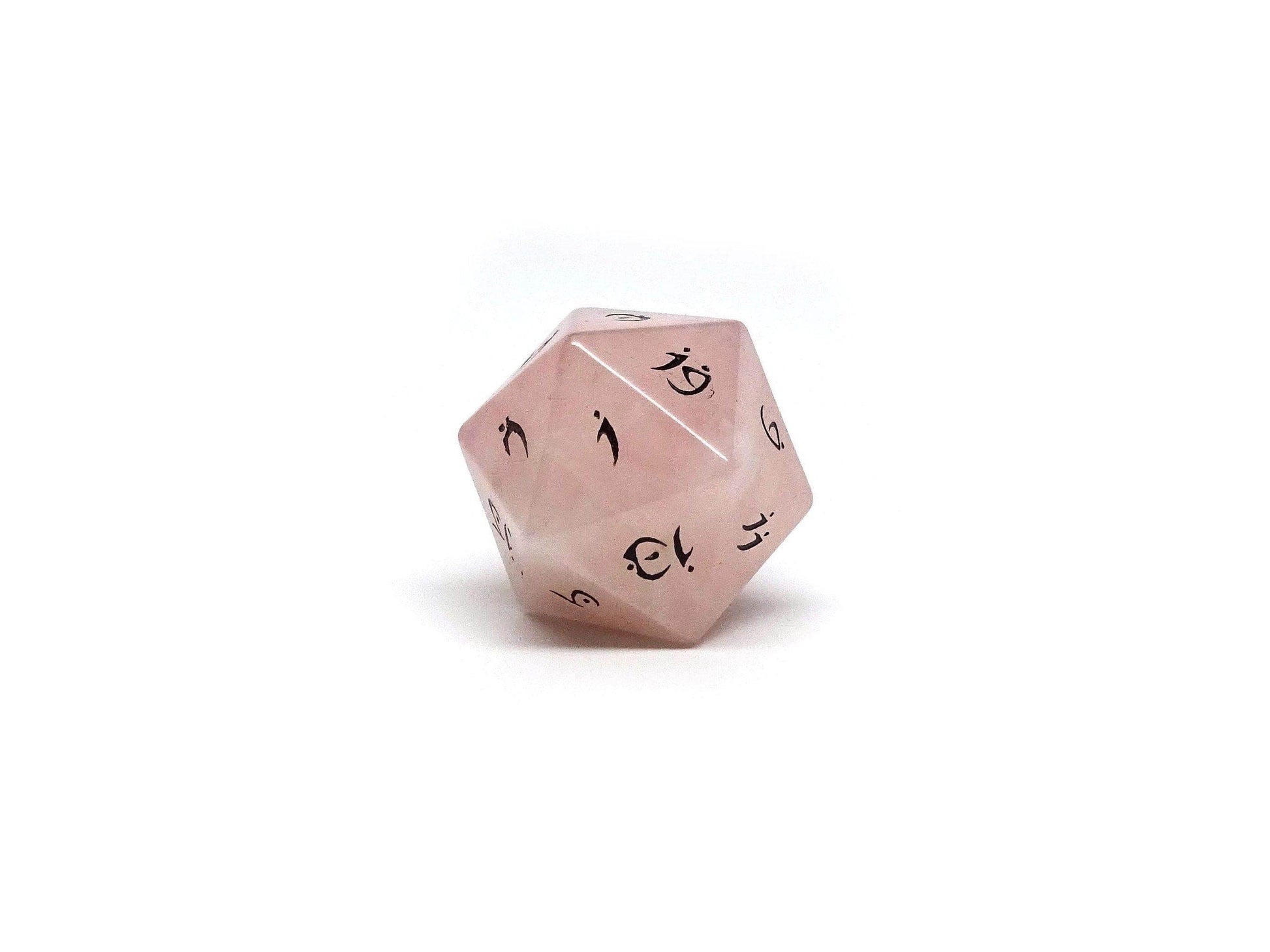 Rose Quartz D20 Dice - Elvenkind Font - 