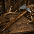 Handmade Damascus Steel Tomahawk Axe | Smokey Wood Throwing Hatchet