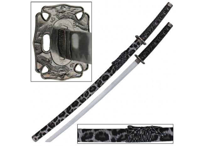 Snow Leopard Japanese Samurai Katana Sword