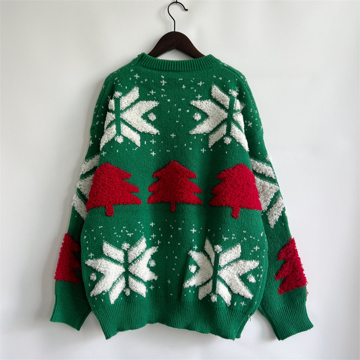 Snowflake Round Neck Long Sleeve Sweater