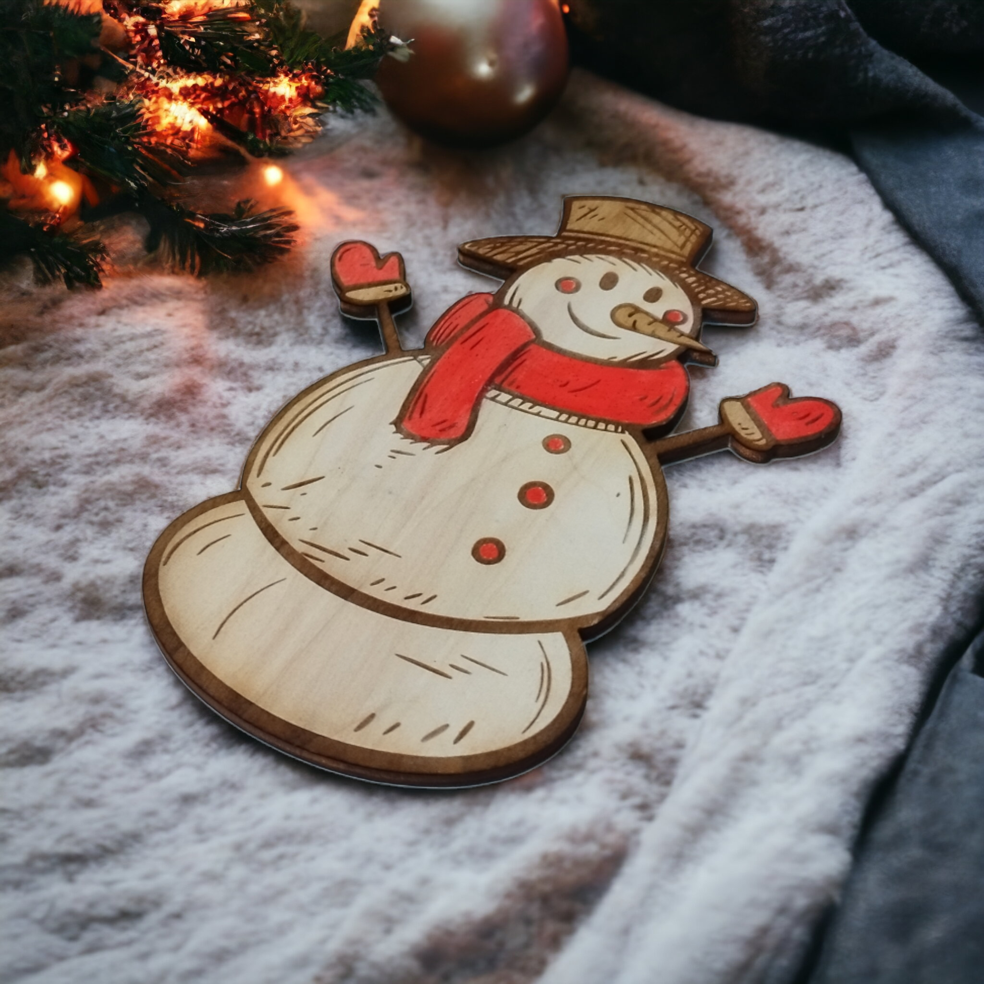 Snowman Wooden Christmas Decoration - Home Decor