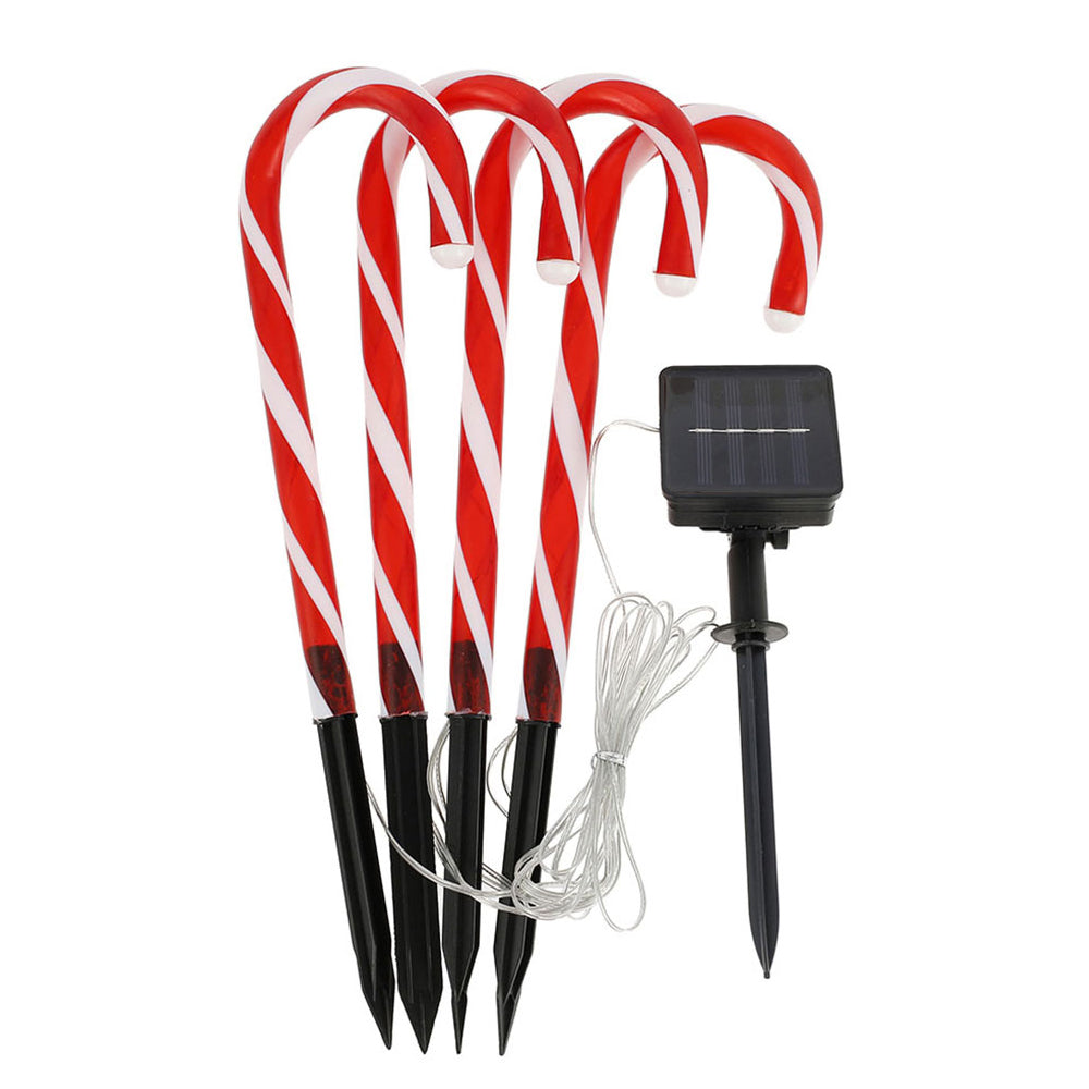 Solar Powered Christmas Candy Cane Pathway Lights Markers