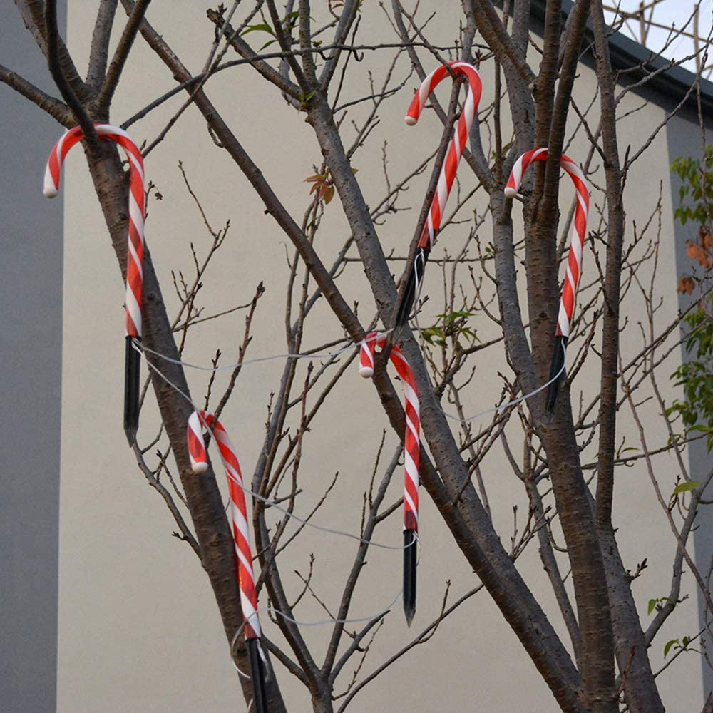 Solar Powered Christmas Candy Cane Pathway Lights Markers