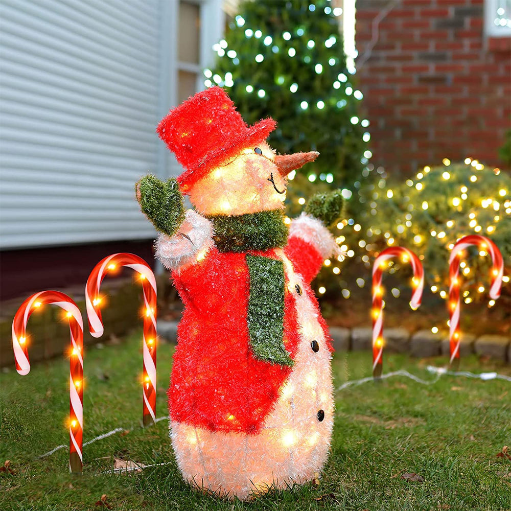 Solar Powered Christmas Candy Cane Pathway Lights Markers