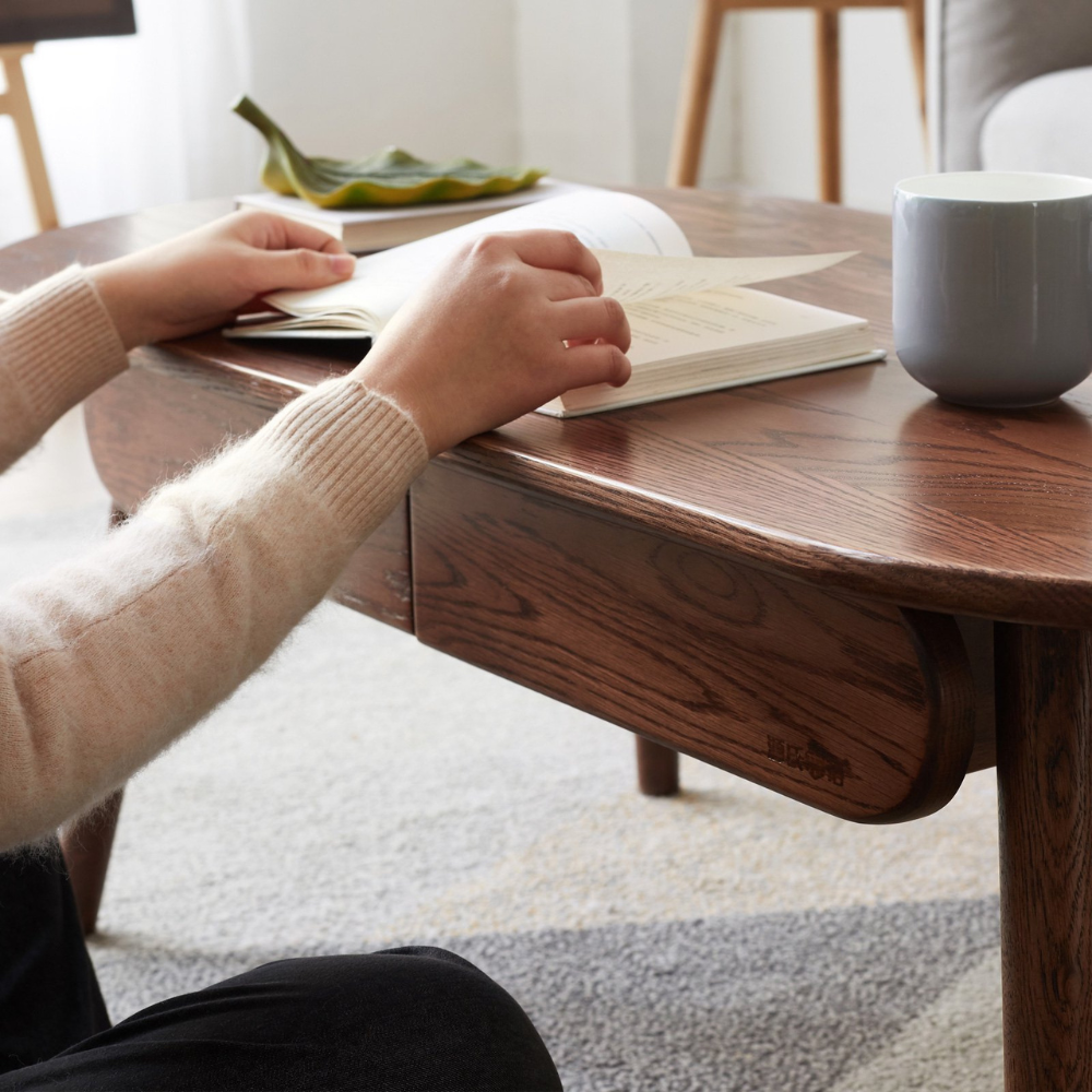 Solid Wood Capsule Centre Table with Drawers